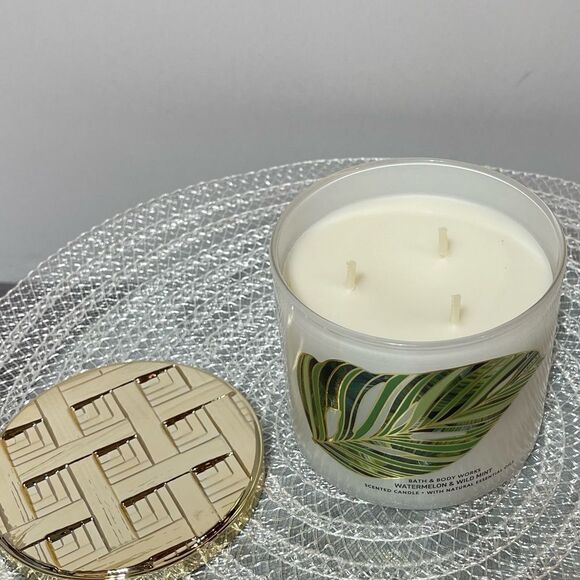 BBW Watermelon and Wild Mint 3 Wick Candle NWT - Picture 3 of 5
